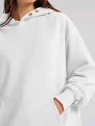 YUCOLEN Women Oversized Fleece Hoodie Loose Pullover Sweatshirt with Thumb Holes in White