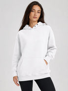 YUCOLEN Women Oversized Fleece Hoodie Loose Pullover Sweatshirt with Thumb Holes in White