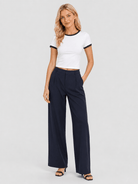 YUCOLEN Women Slim Fit Color Block Crop Top - High Stretch Athletic Shirt in White