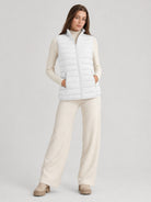 YUCOLEN Women's 270g Lightweight Down Quilted Puffer Vest Windproof Sleeveless Jacket in White