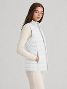 YUCOLEN Women's 270g Lightweight Down Quilted Puffer Vest Windproof Sleeveless Jacket in White