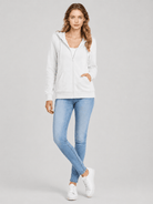 YUCOLEN Women's Fleece Lined Zip Up Hoodie Lightweight Athletic Hooded Sweatshirt in White