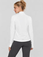 YUCOLEN Women's Fleece Quarter Zip Pullover for Running & Golf in White