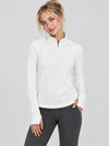 YUCOLEN Women's Fleece Quarter Zip Pullover for Running & Golf in White