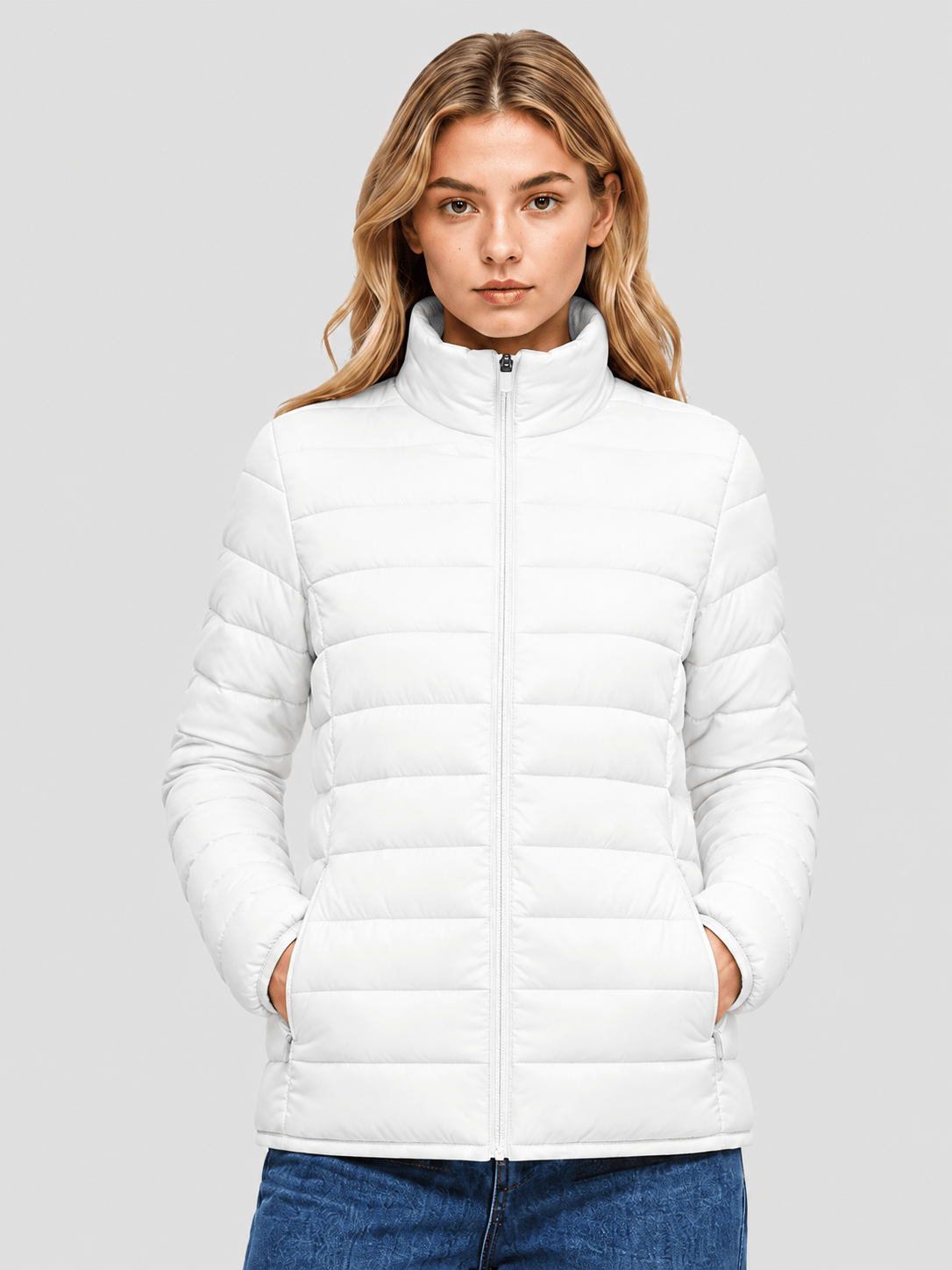YUCOLEN Women's Lightweight Jacket Packable Water Resistant Quilted Coat with 4 Pockets in White