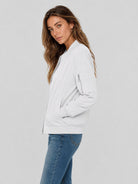YUCOLEN Women's Lightweight Water Resistant Bomber Jacket 5-Pocket Utility Windbreaker in White