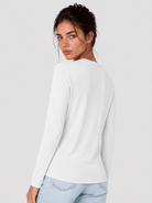 YUCOLEN Women's Long Sleeve Crew Neck Shirt Soft Tri-blend Cotton Performance Tee in White