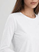 YUCOLEN Women's Long Sleeve Tri-blend Shirt Soft Breathable Loose Fit Crew Neck Tee in White