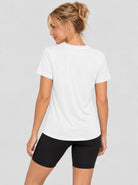 YUCOLEN Womens Quick Dry UPF 50 Athletic Short Sleeve Workout Top in White
