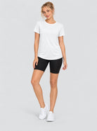 YUCOLEN Womens Quick Dry UPF 50 Athletic Short Sleeve Workout Top in White