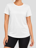 YUCOLEN Womens Quick Dry UPF 50 Athletic Short Sleeve Workout Top in White
