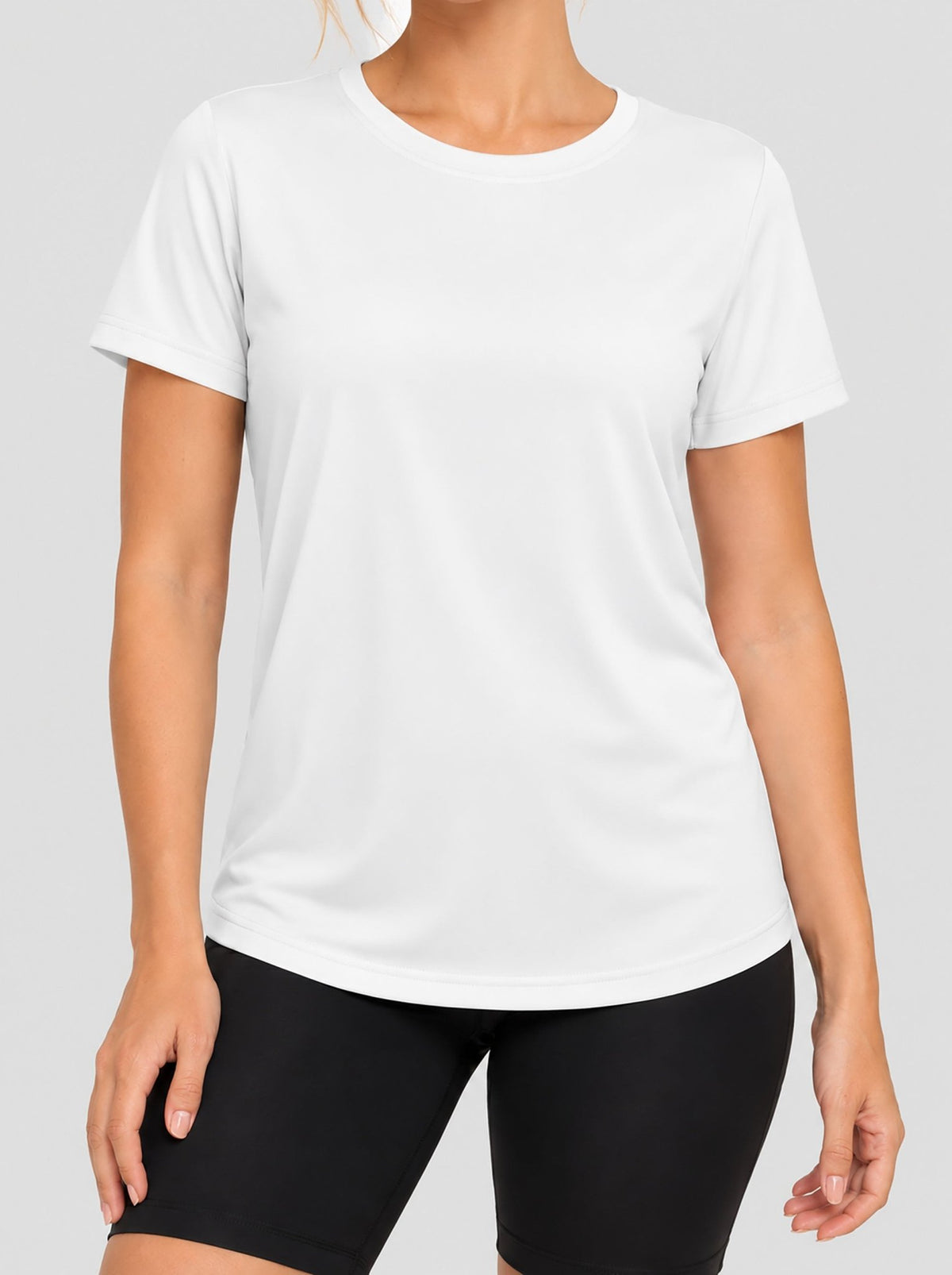 YUCOLEN Womens Quick Dry UPF 50 Athletic Short Sleeve Workout Top in White