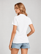 YUCOLEN Women's Short Sleeve Cotton Polo Shirt Breathable 3-Button Collared Top in White