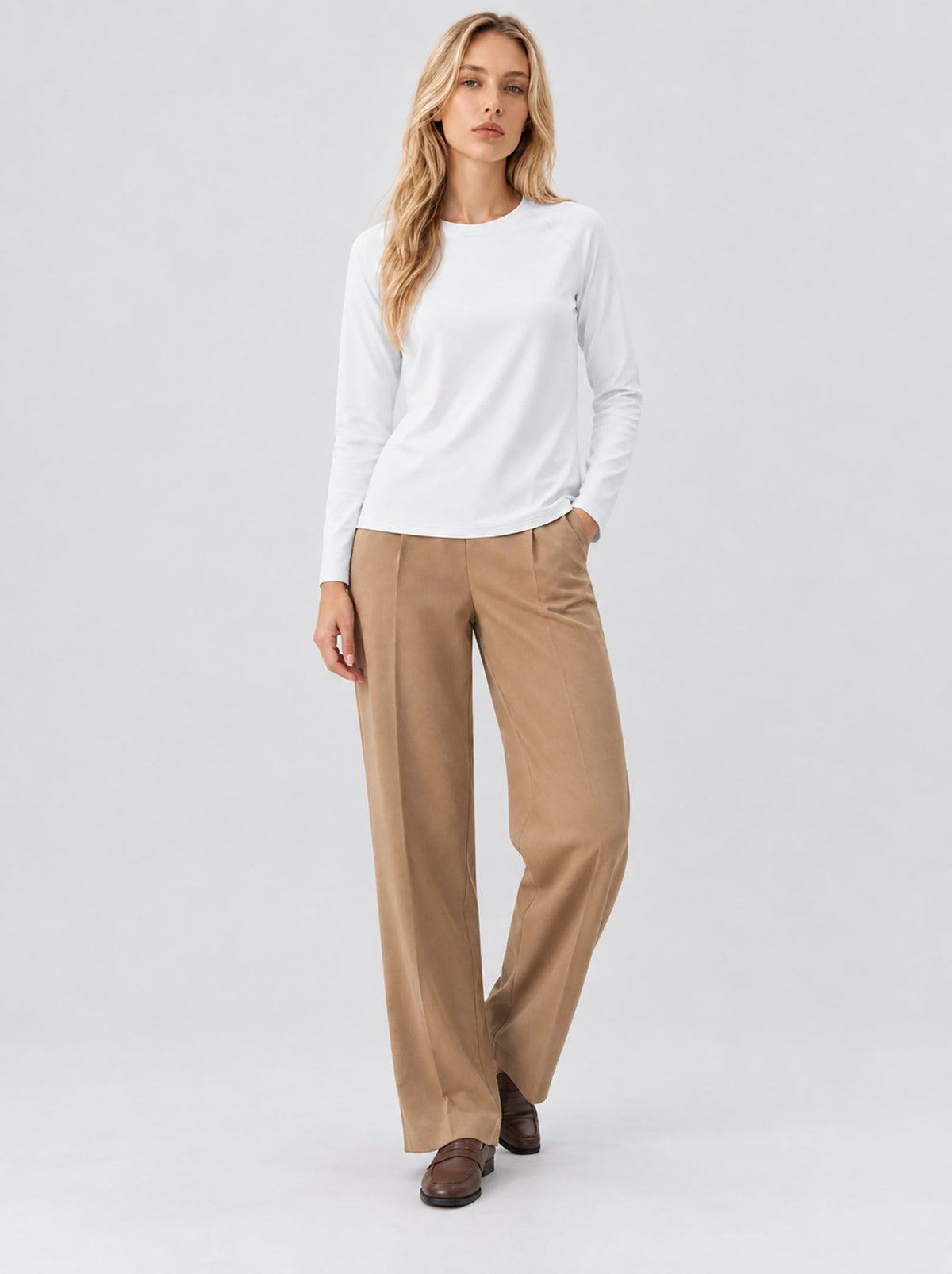 YUCOLEN Women’s Stretch Thermal Long Sleeve Active Top in White