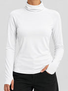 YUCOLEN Womens Thermal Long Sleeve Workout Top with Thumb Holes in White