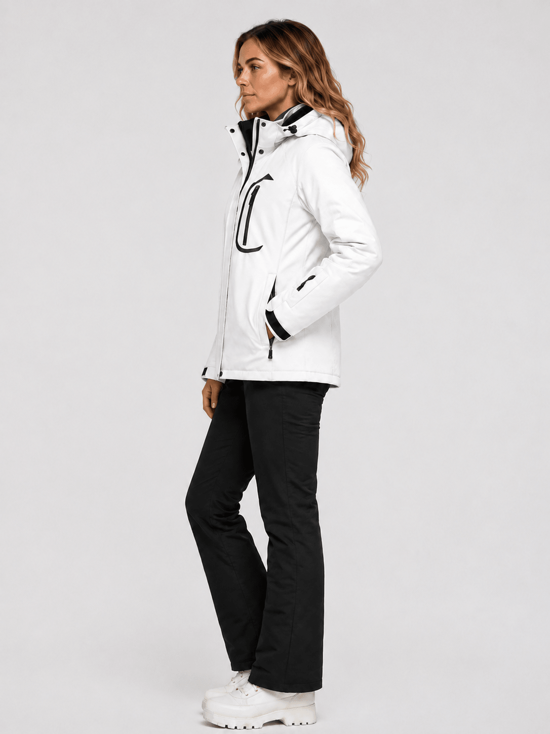 YUCOLEN Women's Windproof Ski Jacket Warm Fleece Lined Winter Snow Coat in White