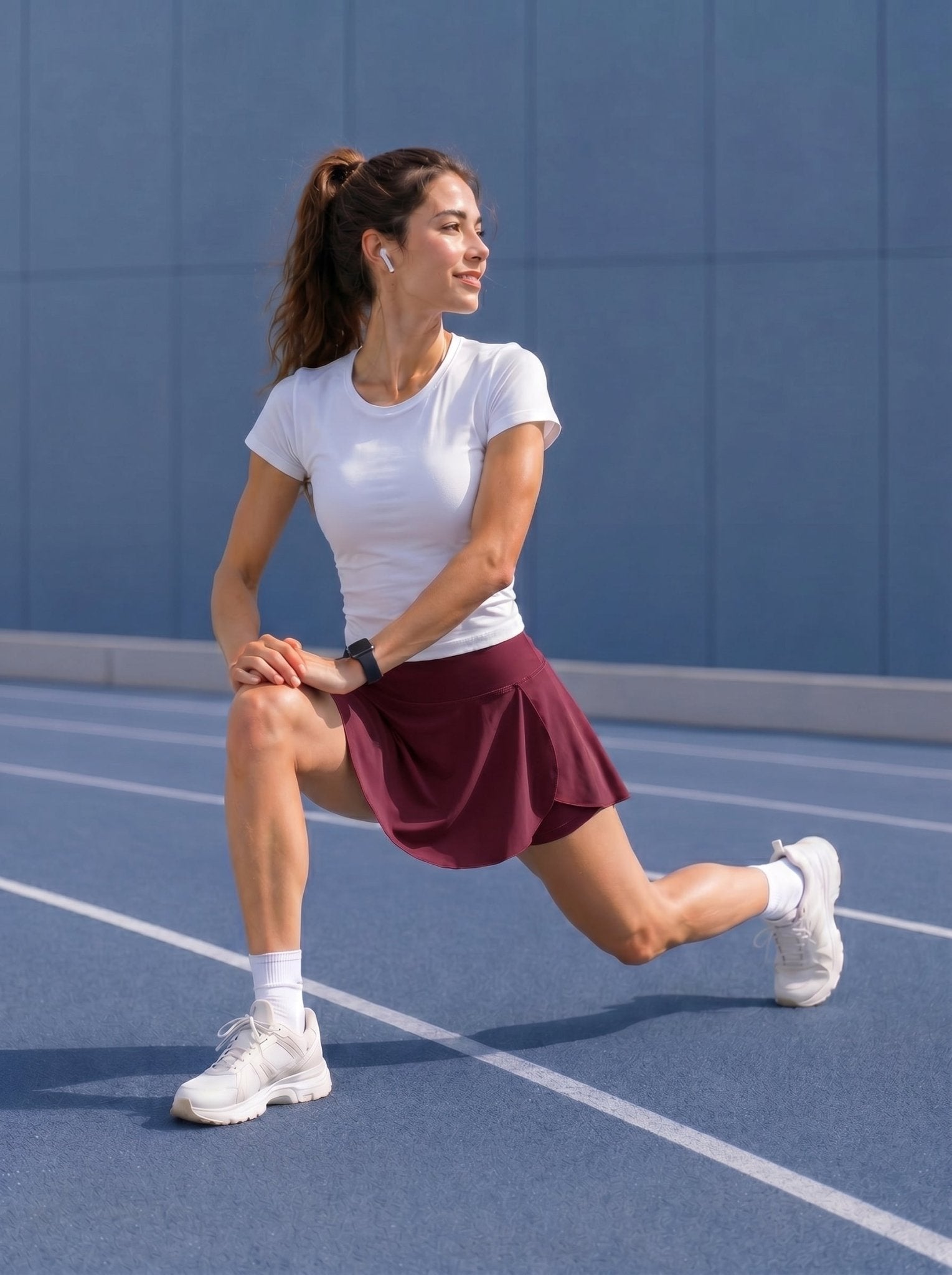 YUCOLEN Women High Waisted Pleated Tennis Skort - Pickleball Golf Skirt with Pockets in Wine Red