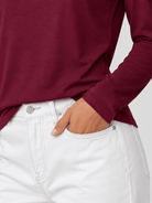 YUCOLEN Women's Long Sleeve Crew Neck Shirt Soft Tri-blend Cotton Performance Tee in Wine Red