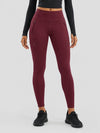 YUCOLEN Women's Outdoor Stretch Leggings with High Waist and Pockets in Wine Red