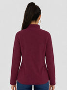 YUCOLEN Women's Quarter Zip Polar Fleece Pullover Lightweight Warm Sweatshirt in Wine Red