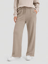 YUCOLEN Women's Sherpa Lined Wide Leg Pants 370G Thermal Fleece Sweatpants in Coffee Grey