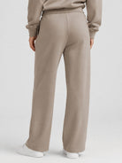 YUCOLEN Women's Sherpa Lined Wide Leg Pants 370G Thermal Fleece Sweatpants in Coffee Grey