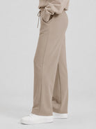 YUCOLEN Women's Sherpa Lined Wide Leg Pants 370G Thermal Fleece Sweatpants in Coffee Grey
