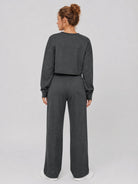 YUCOLEN Women's Sherpa Lined Wide Leg Pants 370G Thermal Fleece Sweatpants in Gray