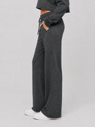 YUCOLEN Women's Sherpa Lined Wide Leg Pants 370G Thermal Fleece Sweatpants in Gray