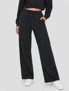 YUCOLEN Women's Sherpa Lined Wide Leg Pants 370G Thermal Fleece Sweatpants in Black