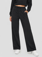 YUCOLEN Women's Sherpa Lined Wide Leg Pants 370G Thermal Fleece Sweatpants in Black
