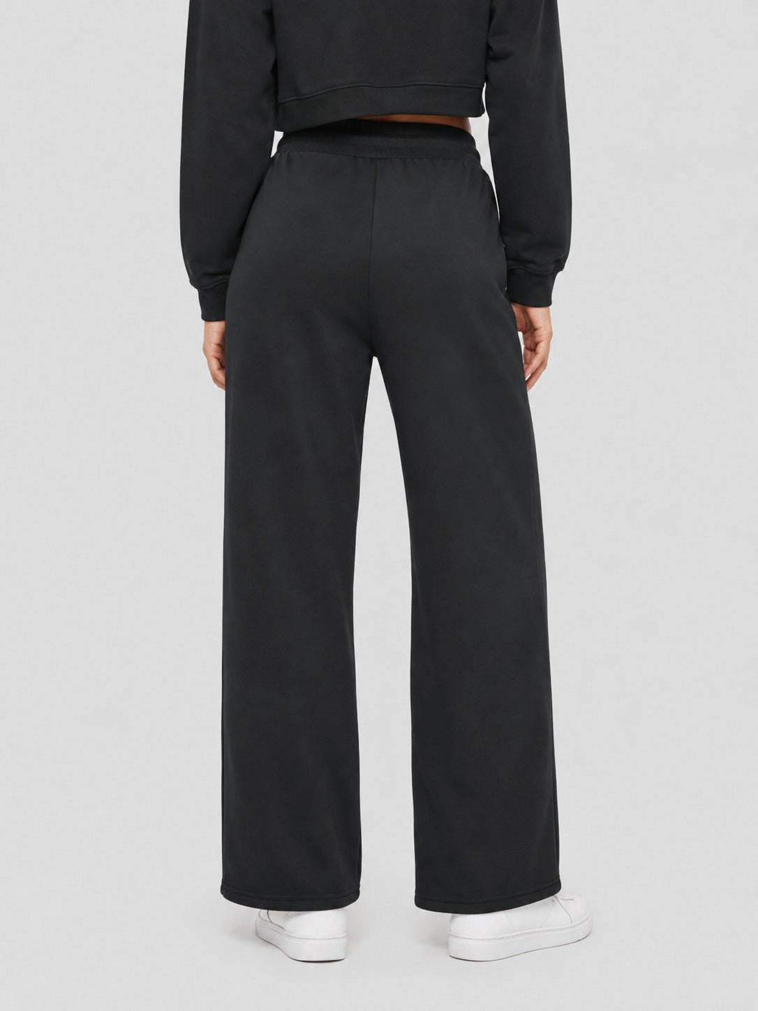 YUCOLEN Women's Sherpa Lined Wide Leg Pants 370G Thermal Fleece Sweatpants in Black