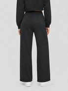 YUCOLEN Women's Sherpa Lined Wide Leg Pants 370G Thermal Fleece Sweatpants in Black