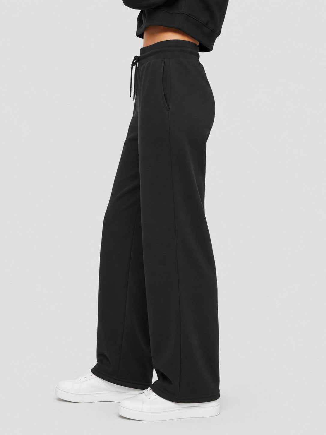 YUCOLEN Women's Sherpa Lined Wide Leg Pants 370G Thermal Fleece Sweatpants in Black