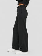 YUCOLEN Women's Sherpa Lined Wide Leg Pants 370G Thermal Fleece Sweatpants in Black