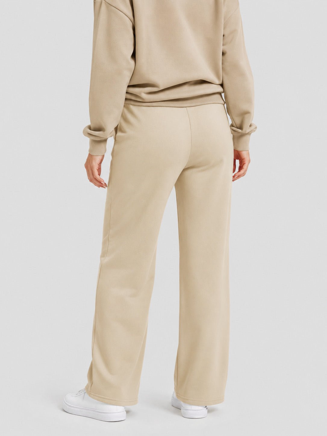 YUCOLEN Women's Sherpa Lined Wide Leg Pants 370G Thermal Fleece Sweatpants in Khaki