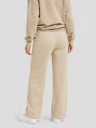 YUCOLEN Women's Sherpa Lined Wide Leg Pants 370G Thermal Fleece Sweatpants in Khaki