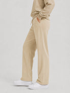 YUCOLEN Women's Sherpa Lined Wide Leg Pants 370G Thermal Fleece Sweatpants in Khaki