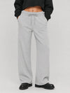 YUCOLEN Women's Sherpa Lined Wide Leg Pants 370G Thermal Fleece Sweatpants in Light Gray