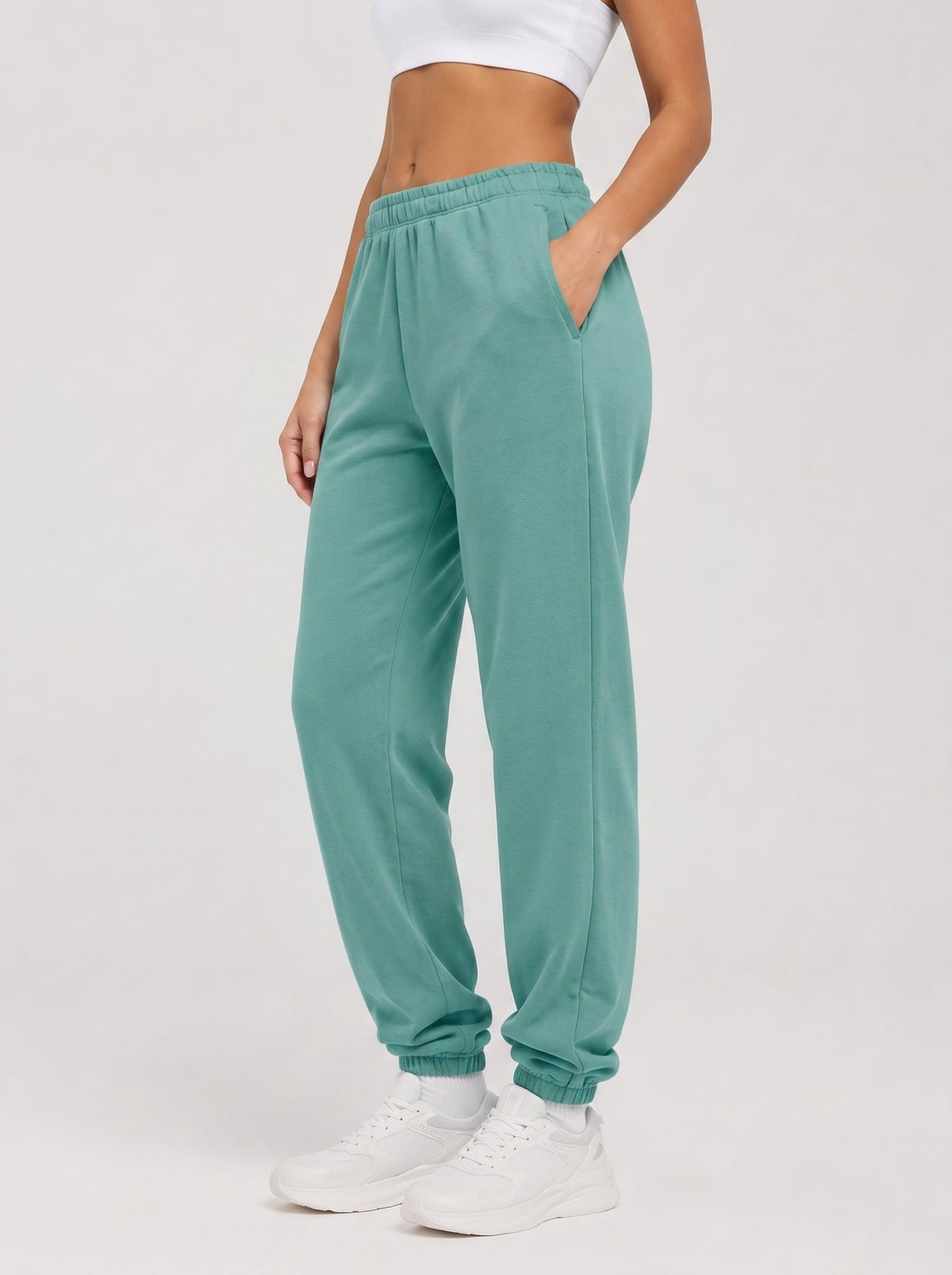 YUCOLEN Heavyweight Fleece Lined Sweatpants Baggy Unisex Relaxed Fit Joggers in Medium blue