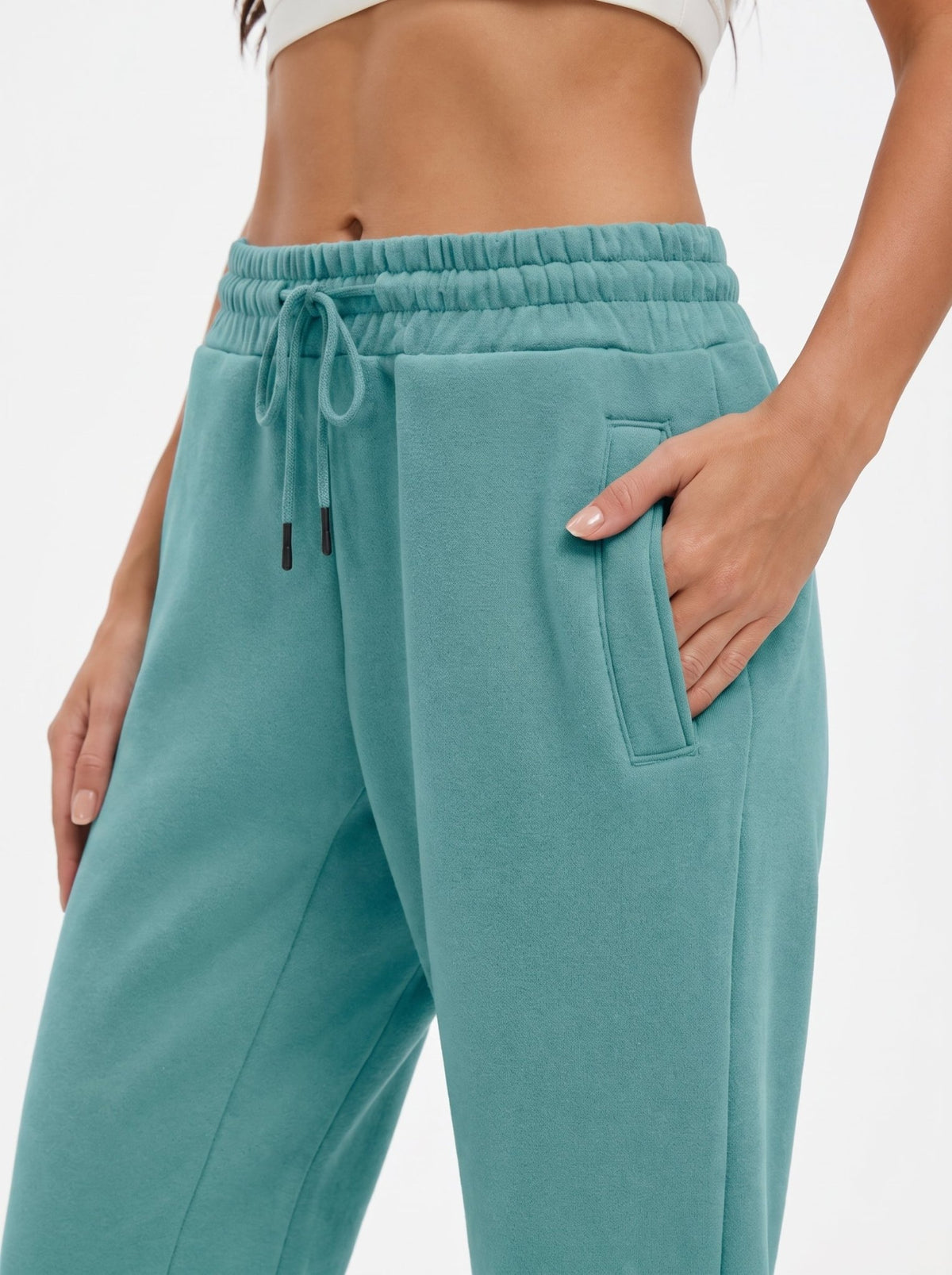 YUCOLEN Heavyweight Fleece Lined Sweatpants Baggy Unisex Relaxed Fit Joggers in Medium blue