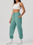 YUCOLEN Heavyweight Fleece Lined Sweatpants Baggy Unisex Relaxed Fit Joggers in Medium blue