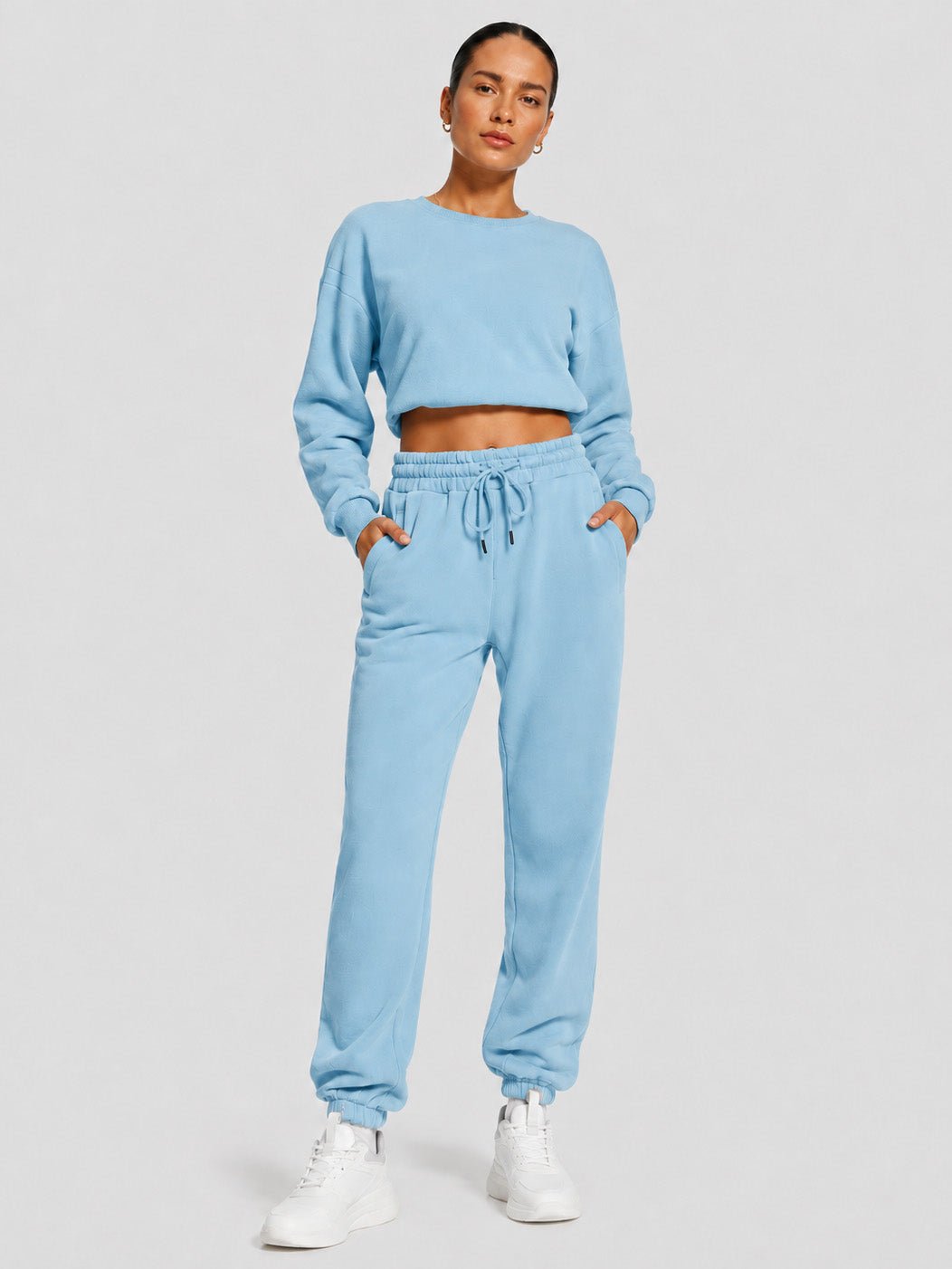 YUCOLEN Heavyweight Fleece Lined Sweatpants Baggy Unisex Relaxed Fit Joggers in Medium blue