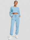 YUCOLEN Heavyweight Fleece Lined Sweatpants Baggy Unisex Relaxed Fit Joggers in Medium blue