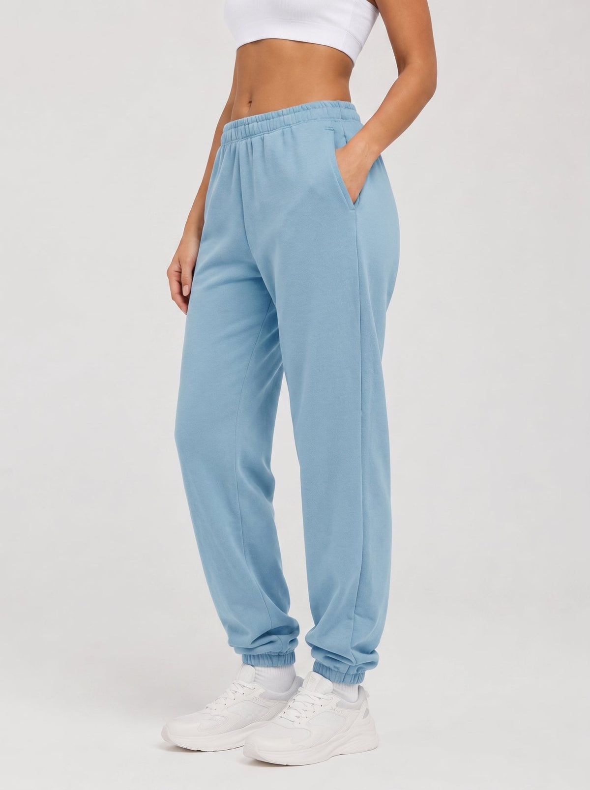 YUCOLEN Heavyweight Fleece Lined Sweatpants Baggy Unisex Relaxed Fit Joggers in Medium blue