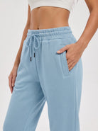 YUCOLEN Heavyweight Fleece Lined Sweatpants Baggy Unisex Relaxed Fit Joggers in Medium blue