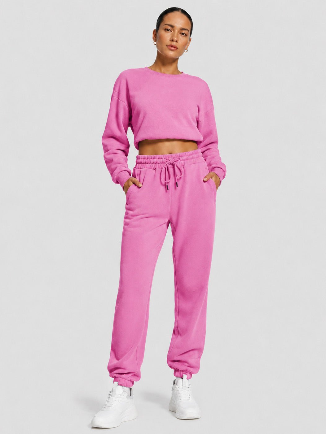 YUCOLEN Heavyweight Fleece Lined Sweatpants Baggy Unisex Relaxed Fit Joggers in Rose Red