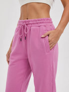 YUCOLEN Heavyweight Fleece Lined Sweatpants Baggy Unisex Relaxed Fit Joggers in Rose pink