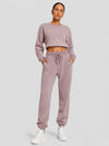 YUCOLEN Heavyweight Fleece Lined Sweatpants Baggy Unisex Relaxed Fit Joggers in Smoky Violet