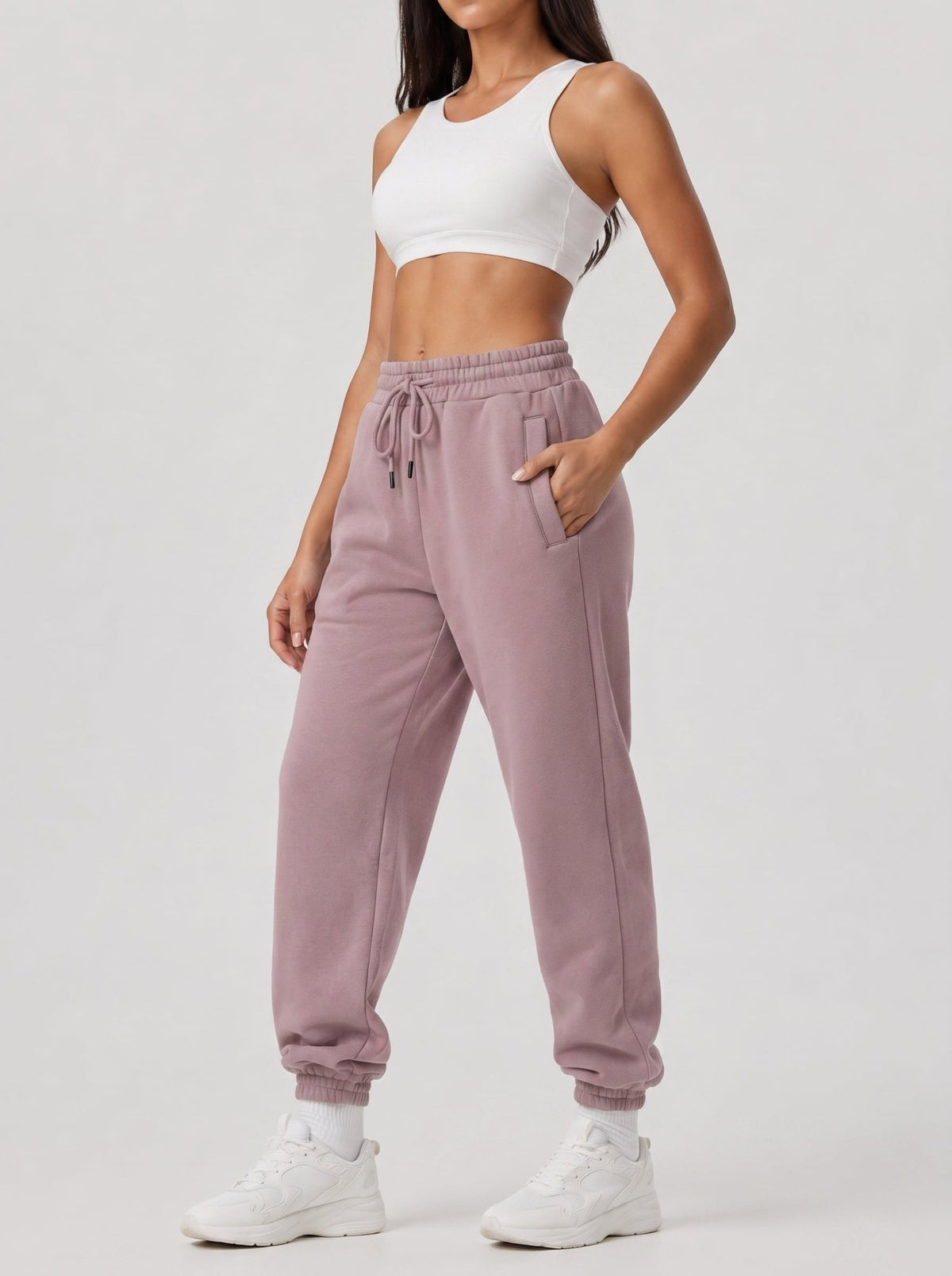 YUCOLEN Heavyweight Fleece Lined Sweatpants Baggy Unisex Relaxed Fit Joggers in Purple